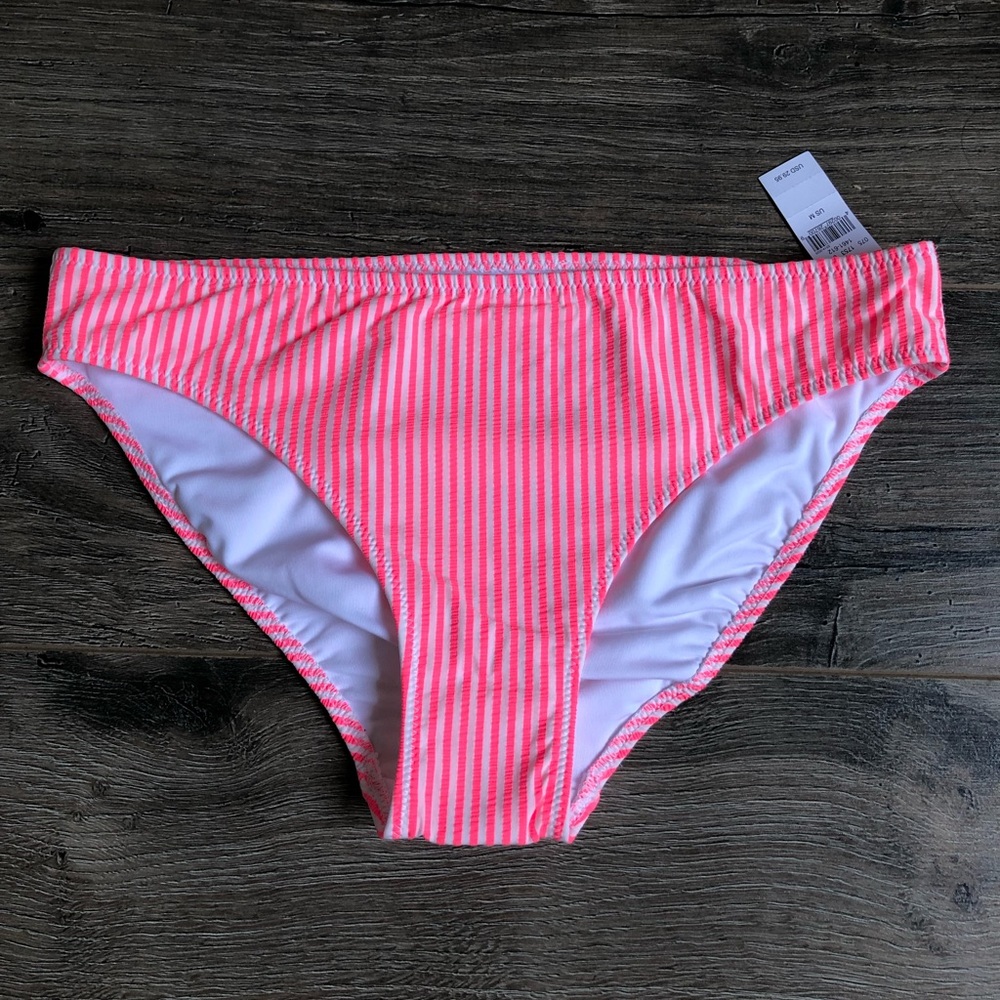 Pink and white bikini bottoms